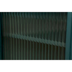 Meuble TV avec armoire de rangement et portes en verre – Bleu marine / Blanc antique / Or antique, MDF et pieds en fer style médiéval vintage, 1–2 utilisateurs