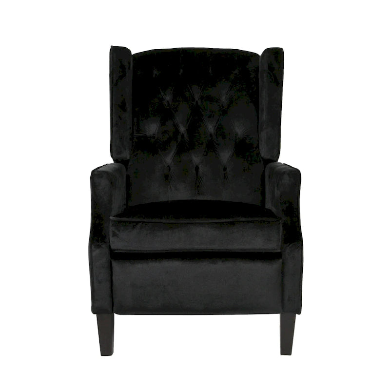 Fauteuil inclinable à dossier haut et dossier rabattable en velours noir de style Mid-Century pour 1 personne