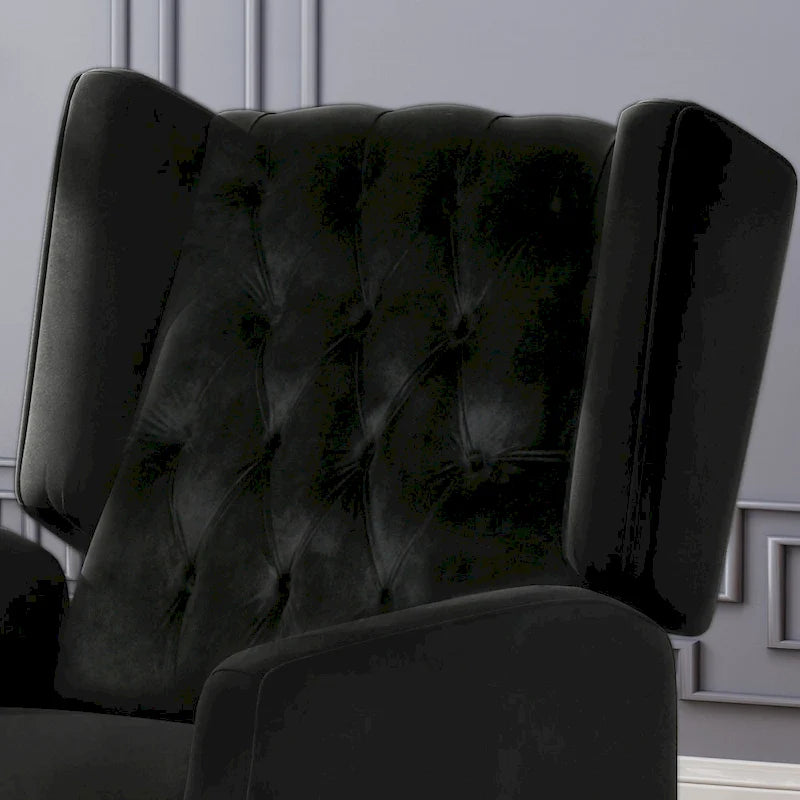 Fauteuil inclinable à dossier haut et dossier rabattable en velours noir de style Mid-Century pour 1 personne