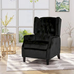 Fauteuil inclinable à dossier haut et dossier rabattable en velours noir de style Mid-Century pour 1 personne