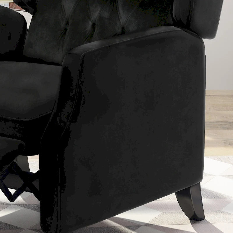 Fauteuil inclinable à dossier haut et dossier rabattable en velours noir de style Mid-Century pour 1 personne