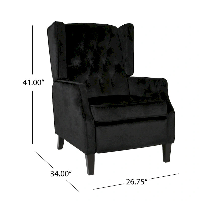 Fauteuil inclinable à dossier haut et dossier rabattable en velours noir de style Mid-Century pour 1 personne