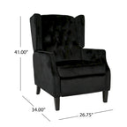Fauteuil inclinable à dossier haut et dossier rabattable en velours noir de style Mid-Century pour 1 personne