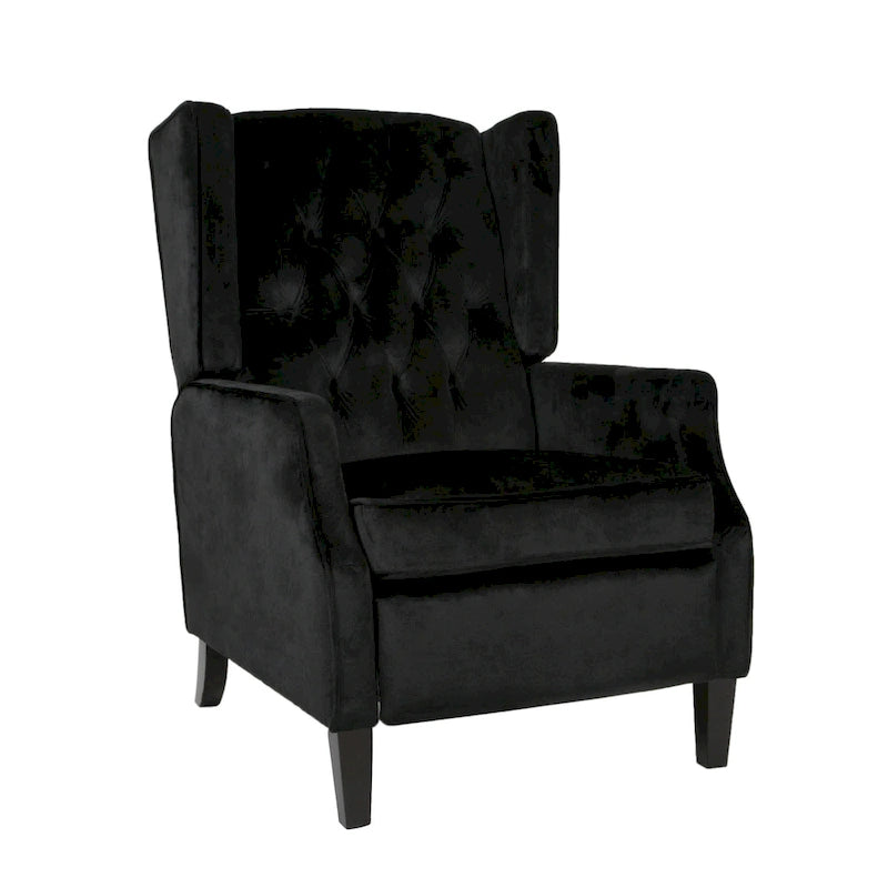 Fauteuil inclinable à dossier haut et dossier rabattable en velours noir de style Mid-Century pour 1 personne