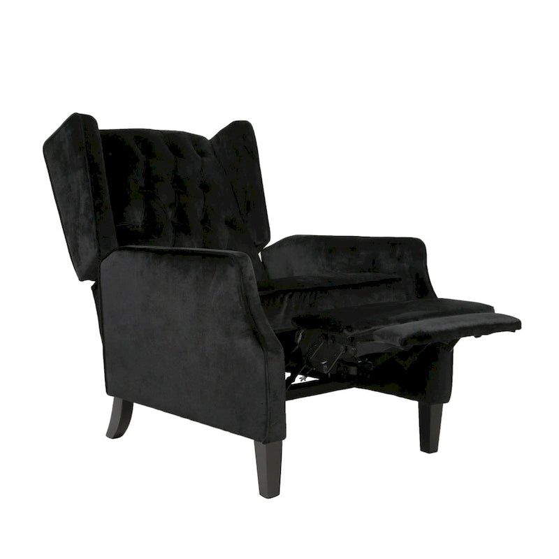 Fauteuil inclinable à dossier haut et dossier rabattable en velours noir de style Mid-Century pour 1 personne