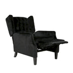 Fauteuil inclinable à dossier haut et dossier rabattable en velours noir de style Mid-Century pour 1 personne