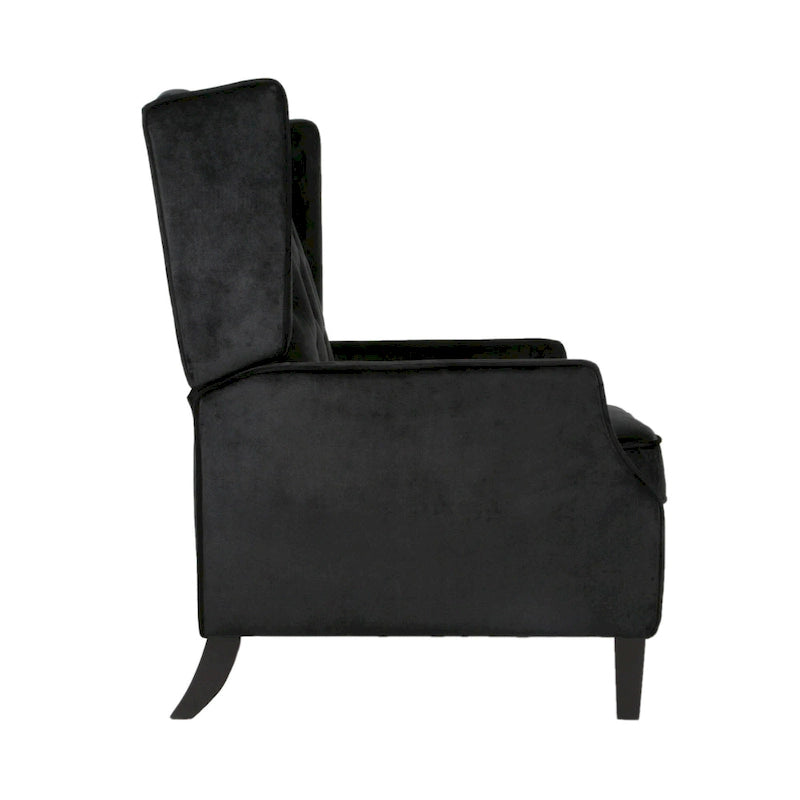 Fauteuil inclinable à dossier haut et dossier rabattable en velours noir de style Mid-Century pour 1 personne