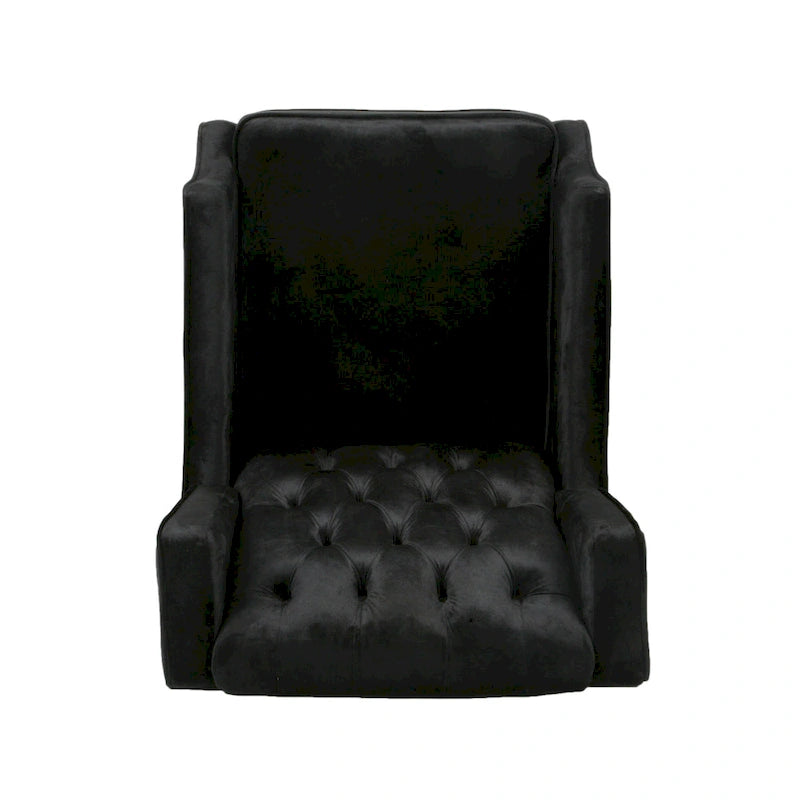 Fauteuil inclinable à dossier haut et dossier rabattable en velours noir de style Mid-Century pour 1 personne