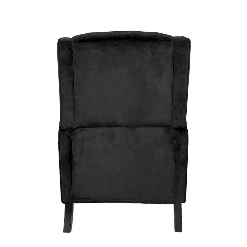 Fauteuil inclinable à dossier haut et dossier rabattable en velours noir de style Mid-Century pour 1 personne