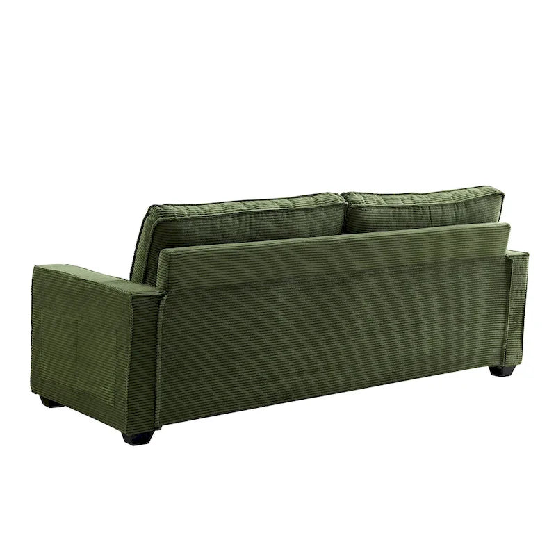 Canapé deux places moderne en velours côtelé marron / vert / beige