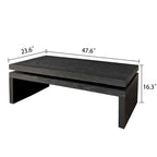 Table basse rectangulaire à 2 niveaux – Noir antique, bois de frêne industriel et cadre thermolaqué, pour une personne