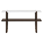 Console avec étagère – Naturel / Gris lavé / Bleu marine / Blanc antique / Espresso, dessus en bois d'hévéa rétro et effet marbre, utilisateur unique