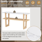 Console avec étagère – Naturel / Gris lavé / Bleu marine / Blanc antique / Espresso, dessus en bois d'hévéa rétro et effet marbre, utilisateur unique