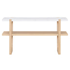 Console avec étagère – Naturel / Gris lavé / Bleu marine / Blanc antique / Espresso, dessus en bois d'hévéa rétro et effet marbre, utilisateur unique