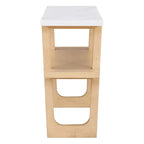 Console avec étagère – Naturel / Gris lavé / Bleu marine / Blanc antique / Espresso, dessus en bois d'hévéa rétro et effet marbre, utilisateur unique