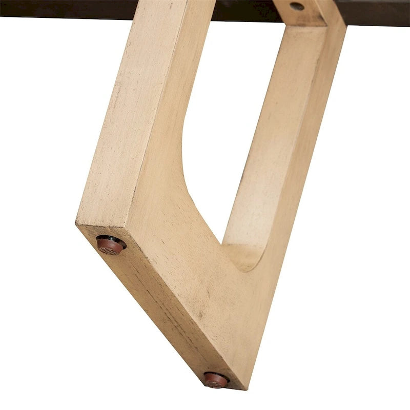 Console avec étagère – Naturel / Gris lavé / Bleu marine / Blanc antique / Espresso, dessus en bois d'hévéa rétro et effet marbre, utilisateur unique