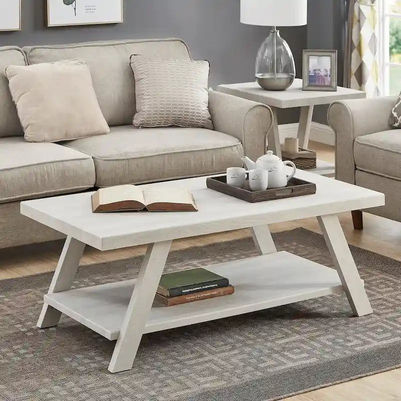 Table basse avec étagère – Blanc / Anthracite / Noir / Expresso, Placage bois dur contemporain, 1 à 2 utilisateurs
