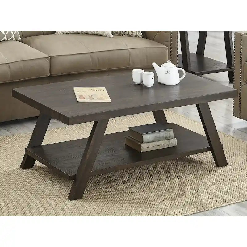 Table basse avec étagère – Blanc / Anthracite / Noir / Expresso, Placage bois dur contemporain, 1 à 2 utilisateurs