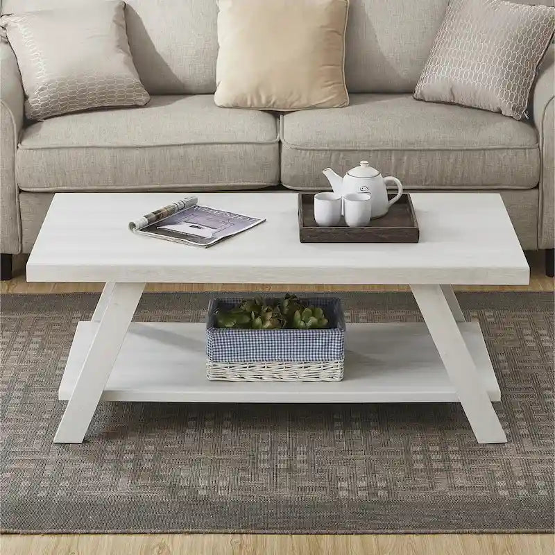 Table basse avec étagère – Blanc / Anthracite / Noir / Expresso, Placage bois dur contemporain, 1 à 2 utilisateurs