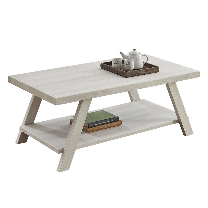 Table basse avec étagère – Blanc / Anthracite / Noir / Expresso, Placage bois dur contemporain, 1 à 2 utilisateurs