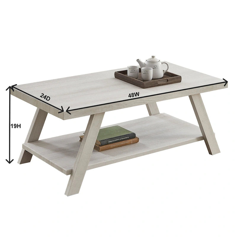 Table basse avec étagère – Blanc / Anthracite / Noir / Expresso, Placage bois dur contemporain, 1 à 2 utilisateurs