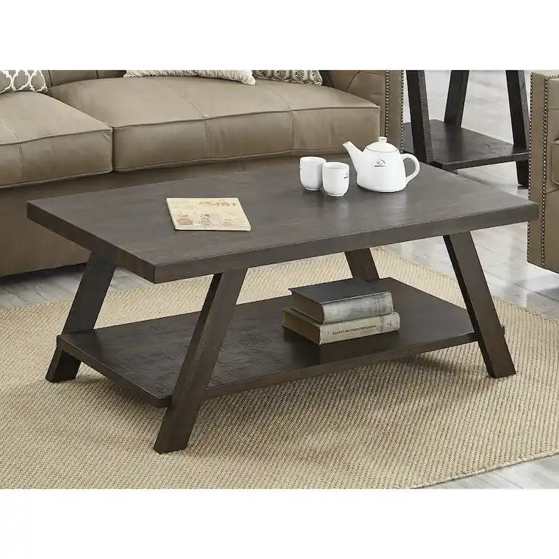 Table basse avec étagère – Blanc / Anthracite / Noir / Expresso, Placage bois dur contemporain, 1 à 2 utilisateurs