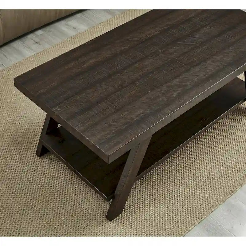 Table basse avec étagère – Blanc / Anthracite / Noir / Expresso, Placage bois dur contemporain, 1 à 2 utilisateurs