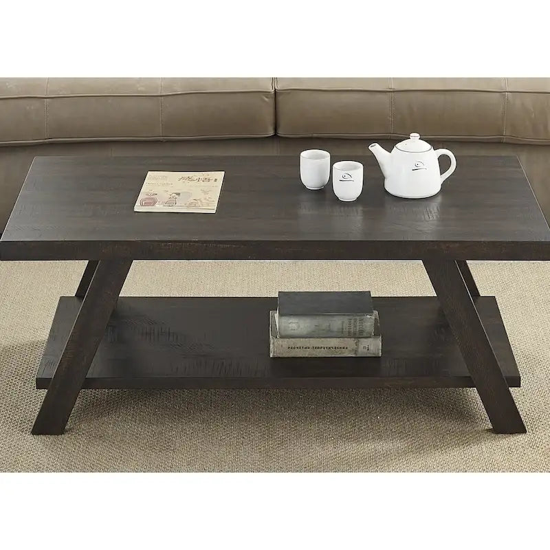 Table basse avec étagère – Blanc / Anthracite / Noir / Expresso, Placage bois dur contemporain, 1 à 2 utilisateurs