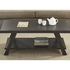 Table basse avec étagère – Blanc / Anthracite / Noir / Expresso, Placage bois dur contemporain, 1 à 2 utilisateurs