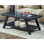 Table basse avec étagère – Blanc / Anthracite / Noir / Expresso, Placage bois dur contemporain, 1 à 2 utilisateurs
