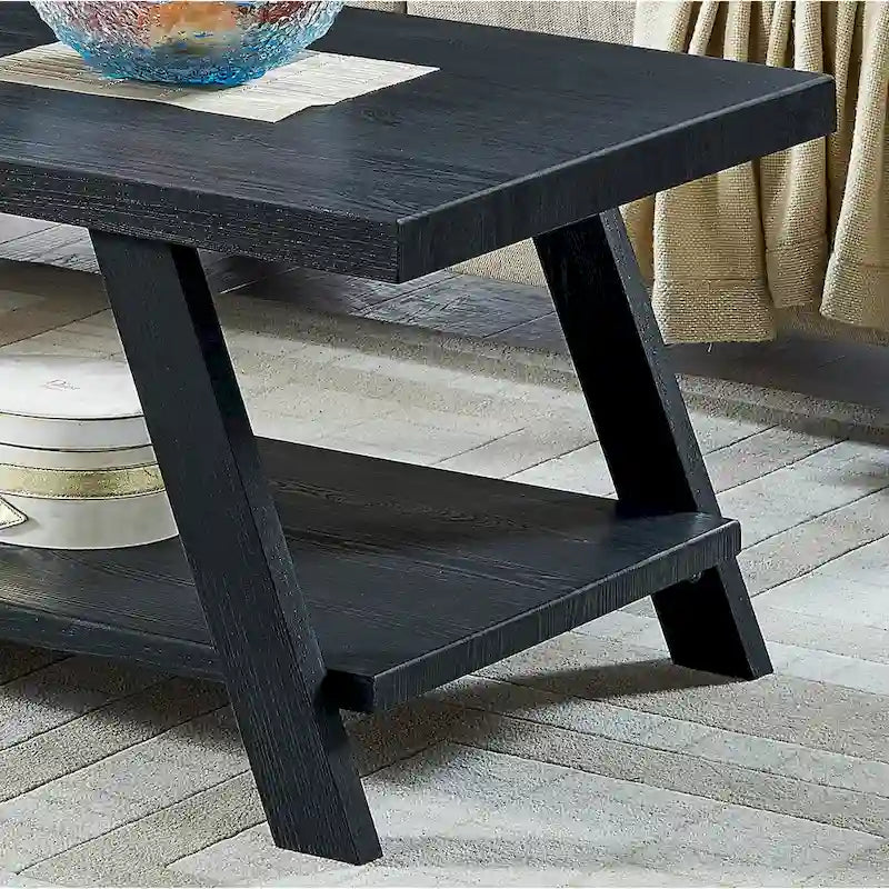 Table basse avec étagère – Blanc / Anthracite / Noir / Expresso, Placage bois dur contemporain, 1 à 2 utilisateurs