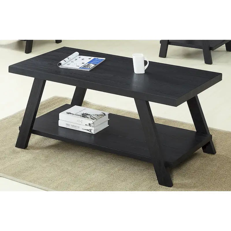 Table basse avec étagère – Blanc / Anthracite / Noir / Expresso, Placage bois dur contemporain, 1 à 2 utilisateurs