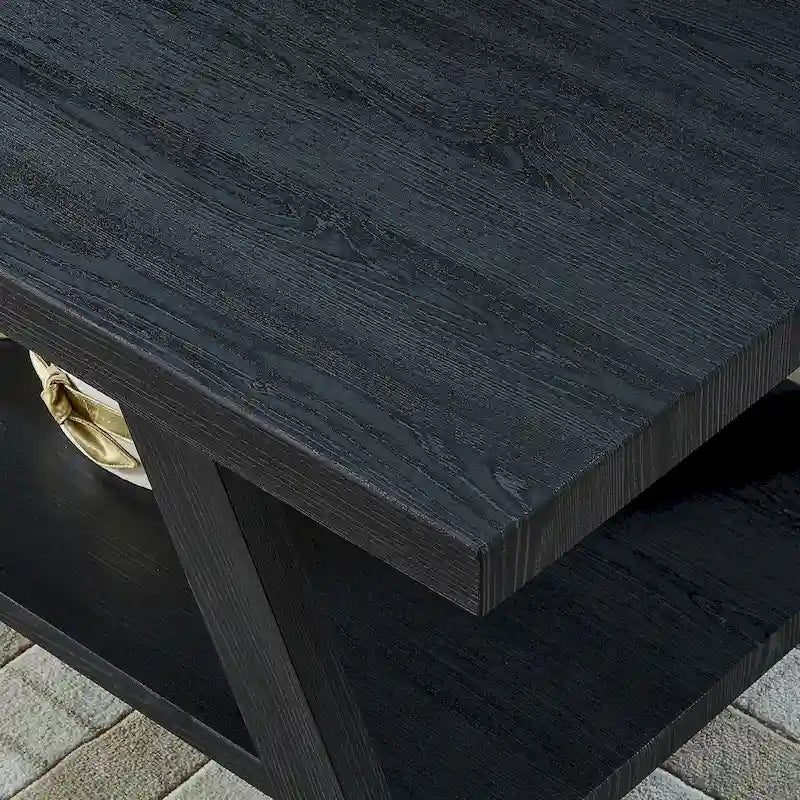 Table basse avec étagère – Blanc / Anthracite / Noir / Expresso, Placage bois dur contemporain, 1 à 2 utilisateurs