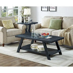 Table basse avec étagère – Blanc / Anthracite / Noir / Expresso, Placage bois dur contemporain, 1 à 2 utilisateurs