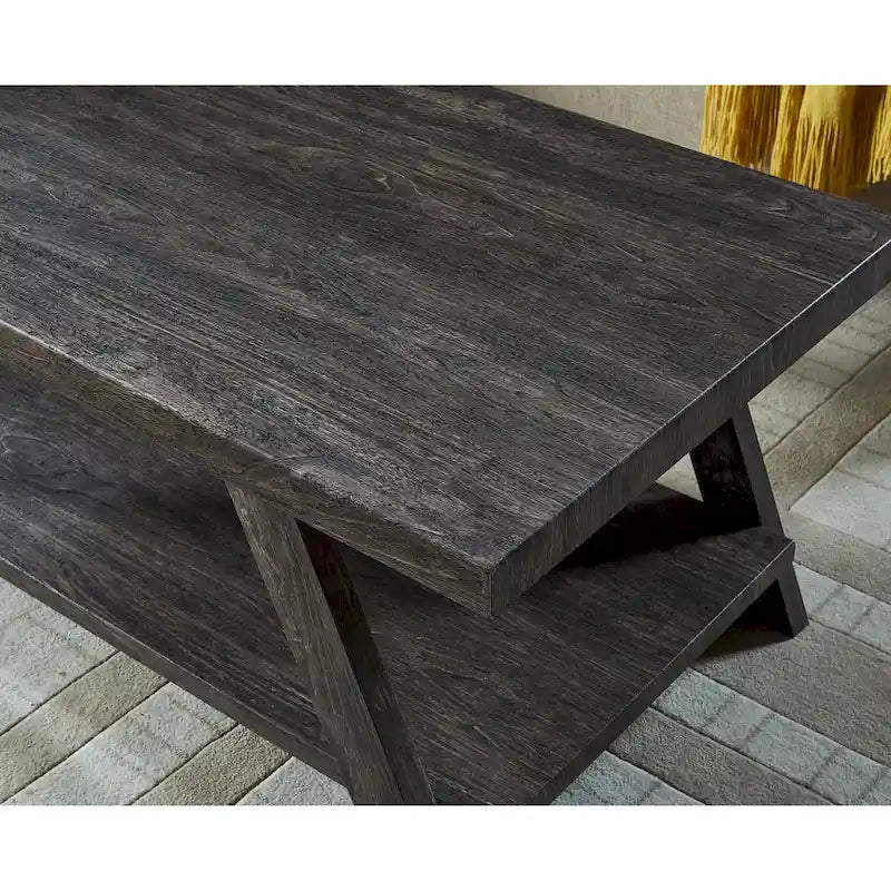 Table basse avec étagère – Blanc / Anthracite / Noir / Expresso, Placage bois dur contemporain, 1 à 2 utilisateurs