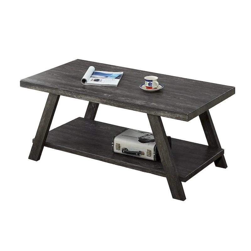 Table basse avec étagère – Blanc / Anthracite / Noir / Expresso, Placage bois dur contemporain, 1 à 2 utilisateurs
