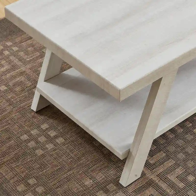 Table d'appoint avec étagère – Expresso / Blanc, Placage de bois dur contemporain, Un seul utilisateur