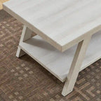 Table d'appoint avec étagère – Expresso / Blanc, Placage de bois dur contemporain, Un seul utilisateur