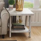Table d'appoint avec étagère – Expresso / Blanc, Placage de bois dur contemporain, Un seul utilisateur