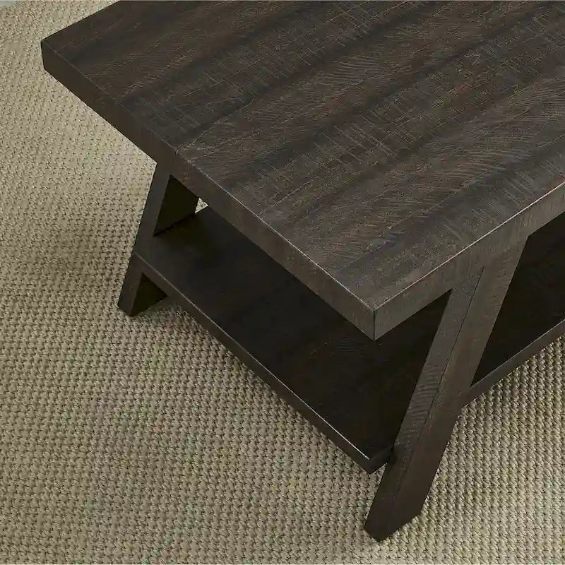 Table d'appoint avec étagère – Expresso / Blanc, Placage de bois dur contemporain, Un seul utilisateur