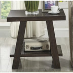 Table d'appoint avec étagère – Expresso / Blanc, Placage de bois dur contemporain, Un seul utilisateur