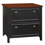 Meuble de classement latéral à 2 tiroirs, couleur noir antique et cerisier Hansen, avec glissières à billes pour 1