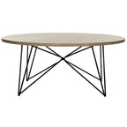 Table basse ronde – Gris clair et noir, plateau en MDF de style moderne du milieu du siècle et pieds en fer, utilisateur unique