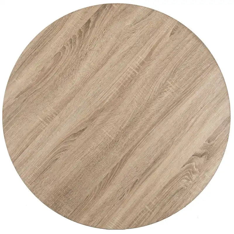 Table basse ronde – Gris clair et noir, plateau en MDF de style moderne du milieu du siècle et pieds en fer, utilisateur unique