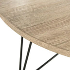 Table basse ronde – Gris clair et noir, plateau en MDF de style moderne du milieu du siècle et pieds en fer, utilisateur unique
