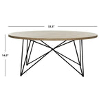 Table basse ronde – Gris clair et noir, plateau en MDF de style moderne du milieu du siècle et pieds en fer, utilisateur unique