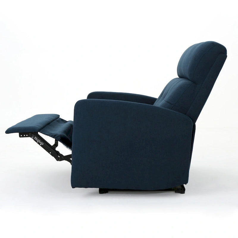 Fauteuil Inclinable Électrique Surdimensionné avec Dossier Capitonnée – Bleu Marine, Tissu Moderne & Cadre Métallique, Usage Individuel