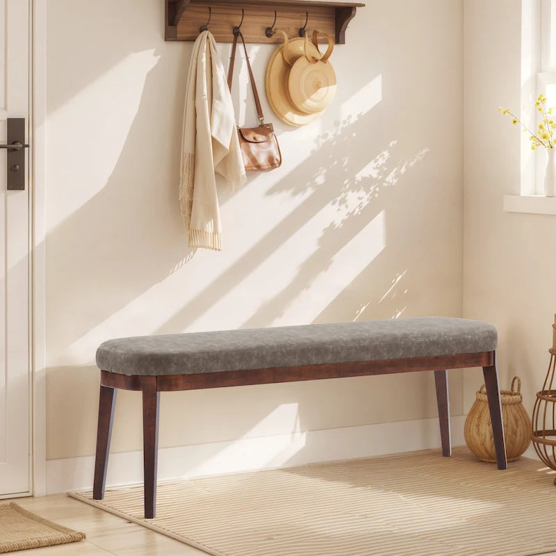 Banc ottoman mi-siècle en cuir synthétique marron / beige / vert pour 1 personne