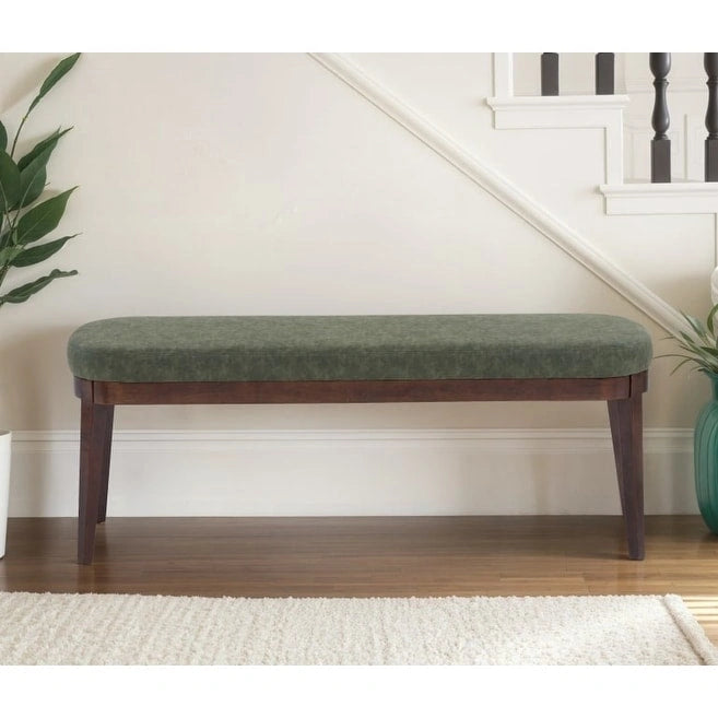 Banc ottoman mi-siècle en cuir synthétique marron / beige / vert pour 1 personne