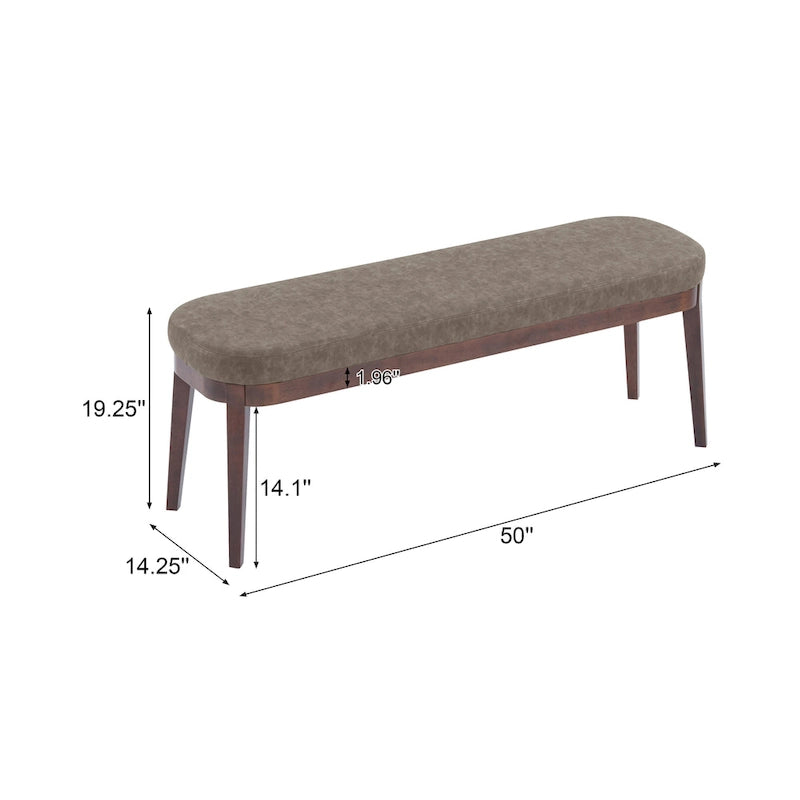 Banc ottoman mi-siècle en cuir synthétique marron / beige / vert pour 1 personne